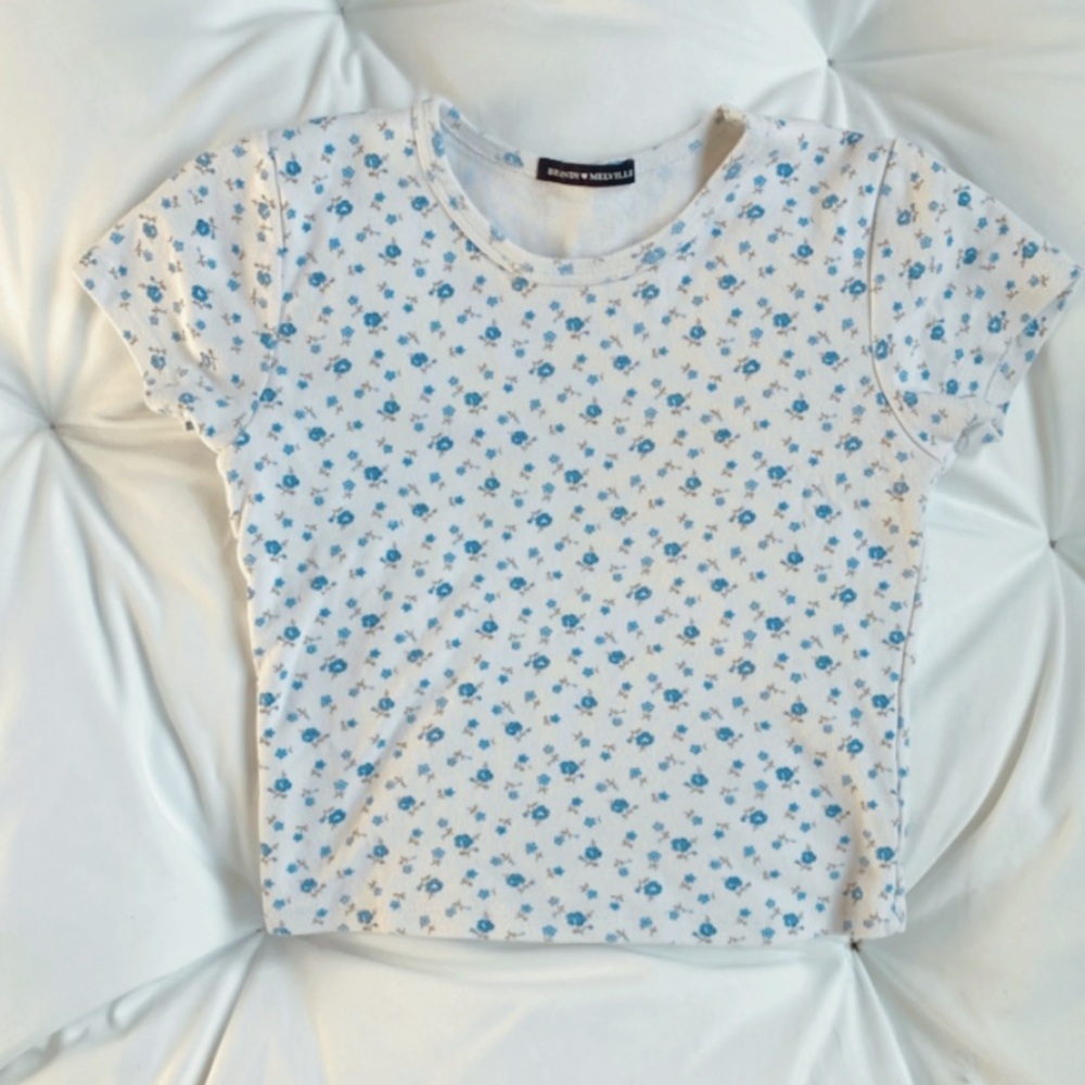 brandy melville blue floral top